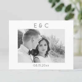 Elegant svart och vit fotot Spara datum Meddelande Vykort