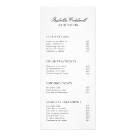 Elegant svart och vit frisörsalong Prislista Reklamkort