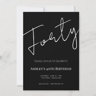 Elegant svart och vit fyrtio 40-årsdag inbjudningar