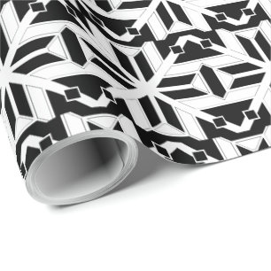 Elegant svart och vit geometrisk mönster presentpapper
