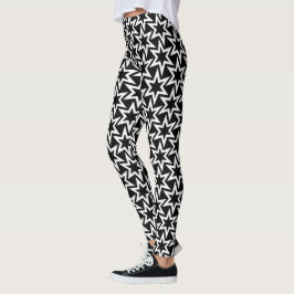 Elegant svart och vit geometrisk stjärnmönster leggings
