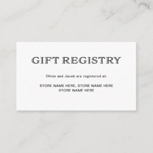 Elegant, svart och vit Gift-registret Tilläggskort
