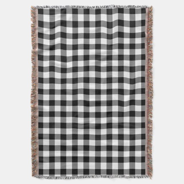 Elegant svart och vit gingham-rutigt mönster filt (Framsidan Vertikal)