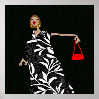 Elegant svart och vit Glam Mode Konst Poster