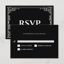 Elegant svart och vit gotisk bröllops-RSVP-kort