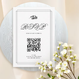 Elegant svart och vit gren och QR-kod bröllop OSA Kort