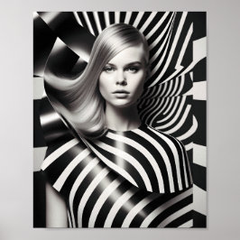 Elegant Svart och vit illustration av honkonst Poster