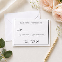 Elegant svart och vit kalligrafi bröllop RSVP