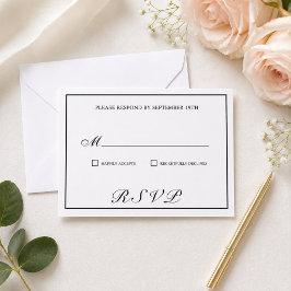 Elegant svart och vit kalligrafi bröllop RSVP OSA Kort