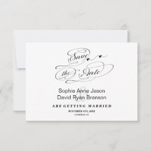 Elegant svart och vit kalligrafi Save The Date Spara Datumet