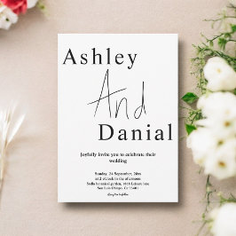 Elegant, svart och vit kalligrafi, skript Bröllop Inbjudningar