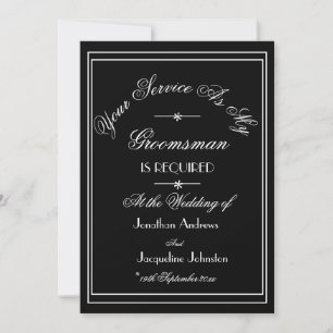 Elegant, svart och vit Kort för Groomsman-begära