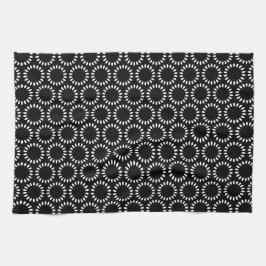 Elegant svart och vit kronblad Mandala-mönster Kökshandduk