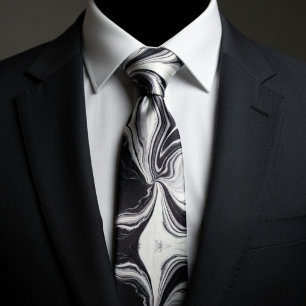 Elegant svart och vit marmor slips
