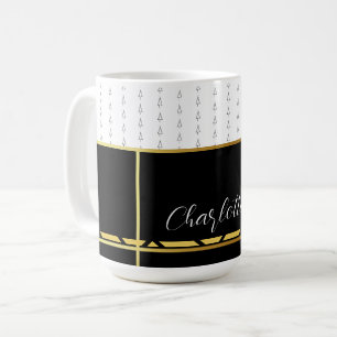 Elegant svart och vit med Guld Kaffemugg
