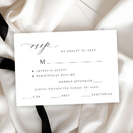 Elegant svart och vit meny val bröllop rsvp