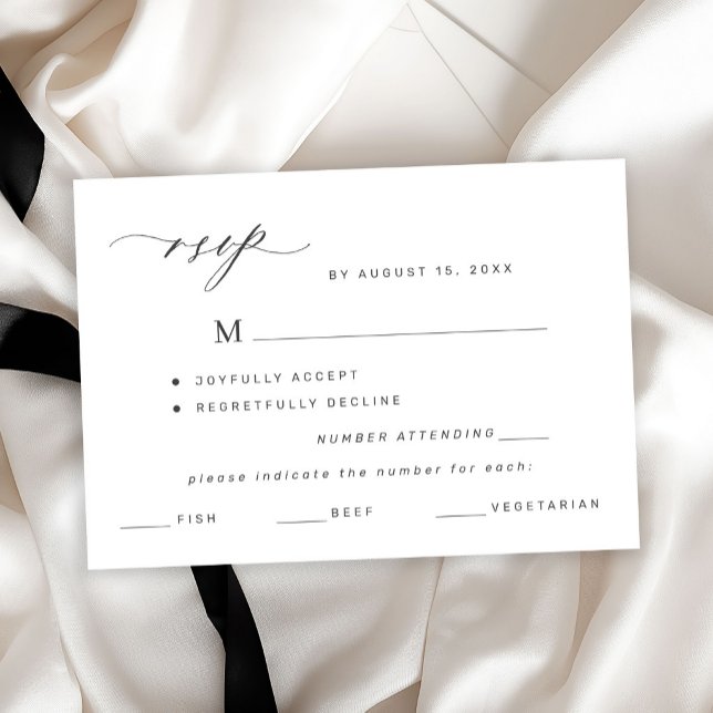 Elegant svart och vit meny val bröllop rsvp (Skapare uppladdad)