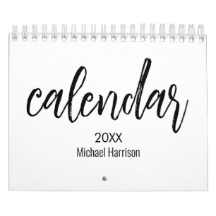 Elegant Svart och vit minimalistisk 2025 Kalender