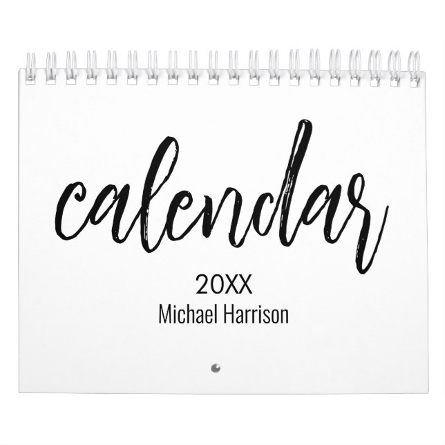 Elegant Svart och vit minimalistisk 2025 Kalender (Omslag)