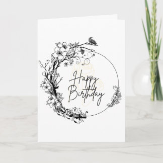 Elegant svart och vit | Minimalistisk blomster Kort