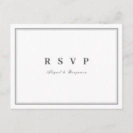 Elegant, svart och vit minimalistisk bröllop OSA Inbjudan Vykort