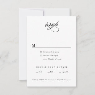 Elegant svart och vit minimalistisk bröllop OSA kort