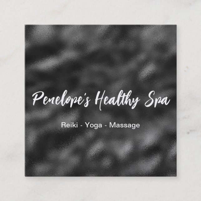 Elegant, svart och vit minimalistisk fyrkantigt visitkort (Framsida)