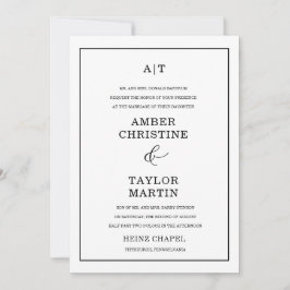 Elegant, svart och vit, minimalistisk modern Chic Inbjudningar
