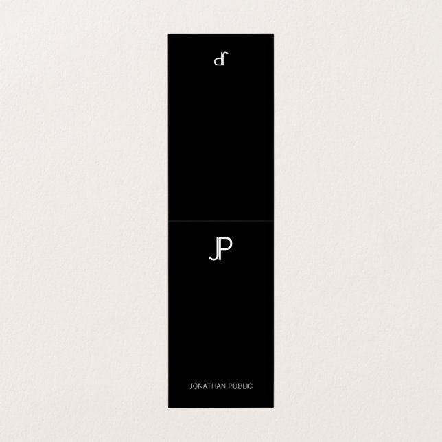 Elegant, svart och vit modern monogram enkel visitkort (Utsida ovikt)
