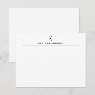 Elegant svart och vit modern monogram initial namn anteckningskort