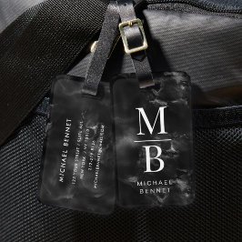 Elegant svart och vit monogram bagagebricka