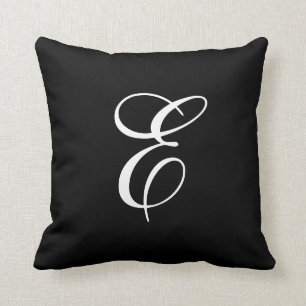 Elegant svart och vit monogram kastkudde kudde