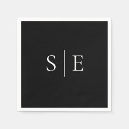 Elegant Svart Och Vit Monogram Minimalistisk Pappersservett