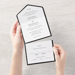 Elegant svart och vit monogram modern bröllopsfest