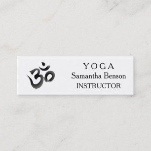 Elegant Svart och vit OM-symbol Yoga-instruktion Mini Visitkort