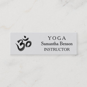 Elegant Svart och vit OM-symbol Yoga-instruktor Mini Visitkort