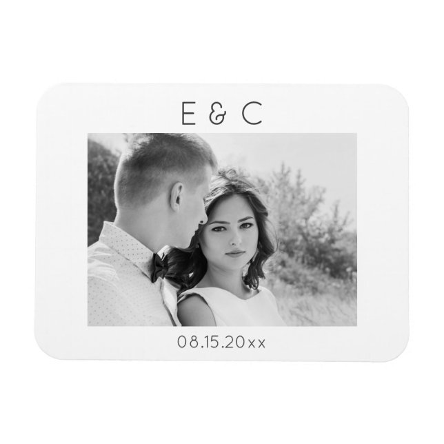 Elegant svart och vit påminnelse om ditt foto magnet (Horisontell)