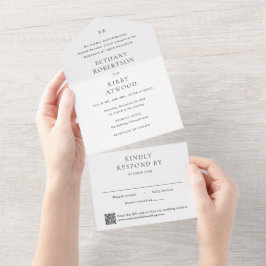 Elegant svart och vit QR-kod Klassisk bröllopsinbj
