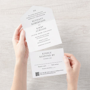 Elegant svart och vit QR-kod Klassisk bröllopsinbj