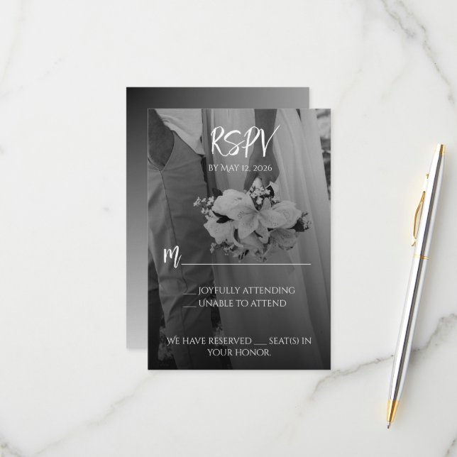 Elegant svart och vit RSPV-kort OSA Kort (Fram/Back In Situ)