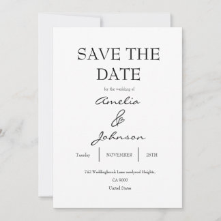 elegant svart och vit Save The Date-kort Spara Datumet