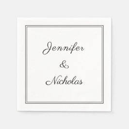 Elegant svart och vit script bröllop pappersservett