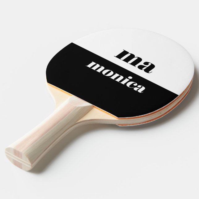 Elegant svart och vit skriptmonogram initial pingisracket (Frontvinkel)
