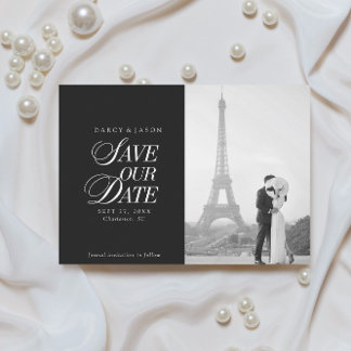 Elegant svart och vit snygg Save the Date-kort Spara Datumet