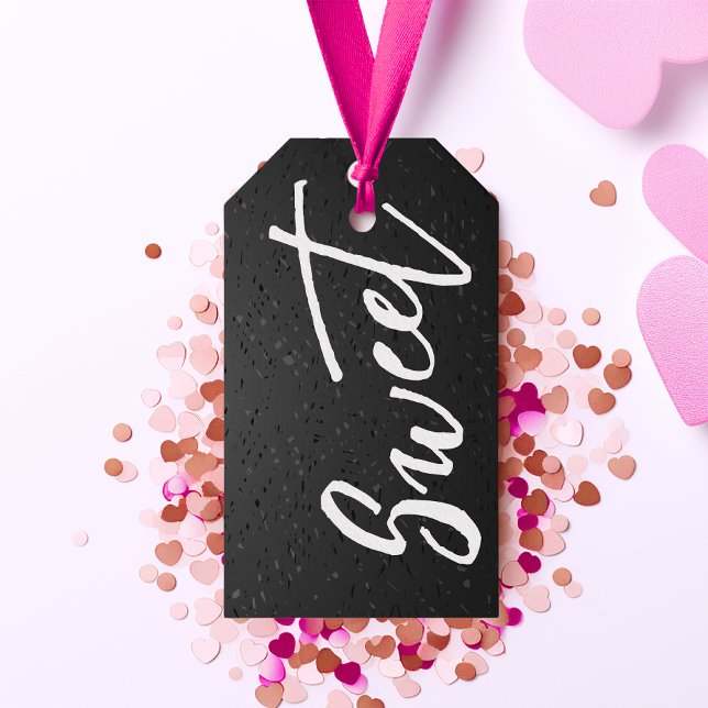 Elegant svart och vit söt Alla hjärtans dag  Presentetikett (Elegant Black and White Sweet Valentine's Gift Tags)
