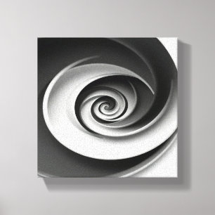 Elegant svart och vit spiral abstrakt design, canvastryck