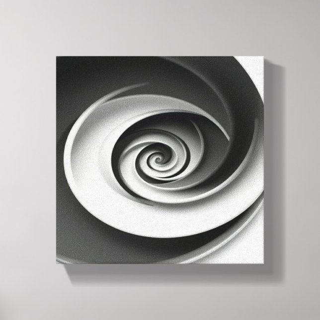 Elegant svart och vit spiral abstrakt design,  canvastryck (Framsida)