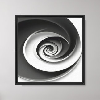 Elegant svart och vit spiral abstrakt design, canvastryck