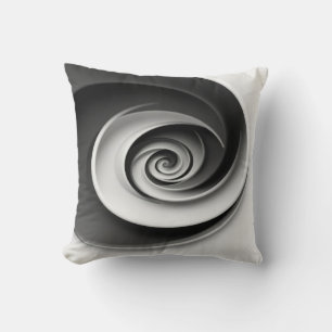 Elegant svart och vit spiral abstrakt design,  kudde