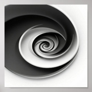Elegant svart och vit spiral abstrakt design,  poster